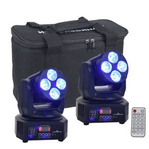 B2QUADGC Set de 2 Cabeza móvil Led 4 leds de 15w RGBWAUV 6 en 1 con bolsa de transporte