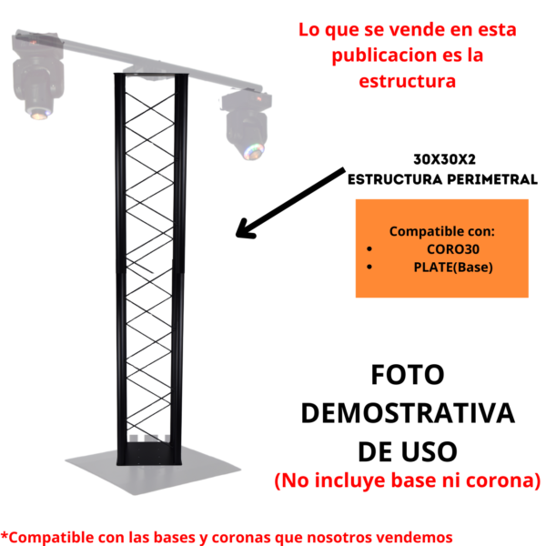 30X30X2 Estructura Perimetral Dj De 2 Metros Para Iluminación
