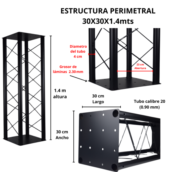 30x30x1.4 Estructura Perimetral Dj De 1.4 mts Para Iluminación