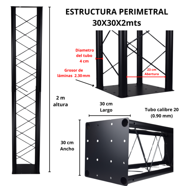 30X30X2 Estructura Perimetral Dj De 2 Metros Para Iluminación