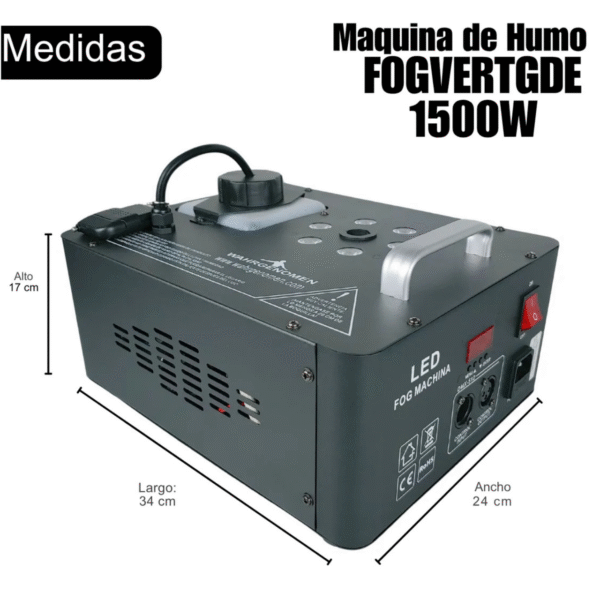 FOGVERTGDE Maquina de humo Vertical 1500w leds RGB inalámbrica/DMX
