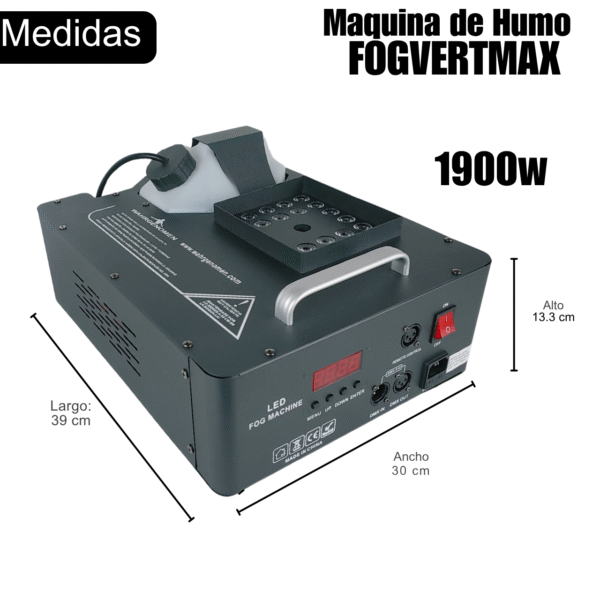FOGVERTMAX Maquina de humo Vertical 1500w leds RGB inalámbrica/DMX